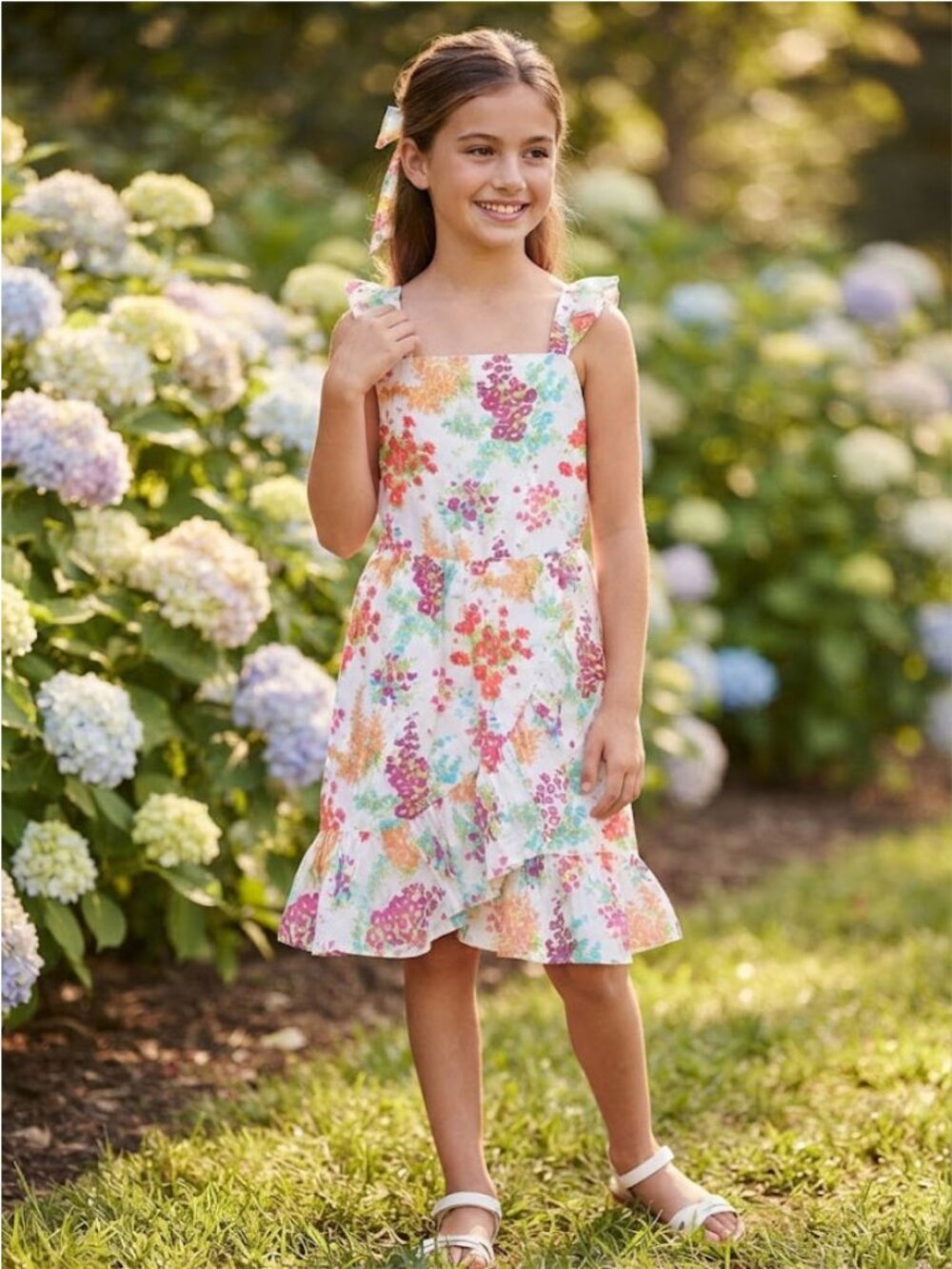 Janie And Jack Floral Ruffle Sun Dress Field Of Flowers Print